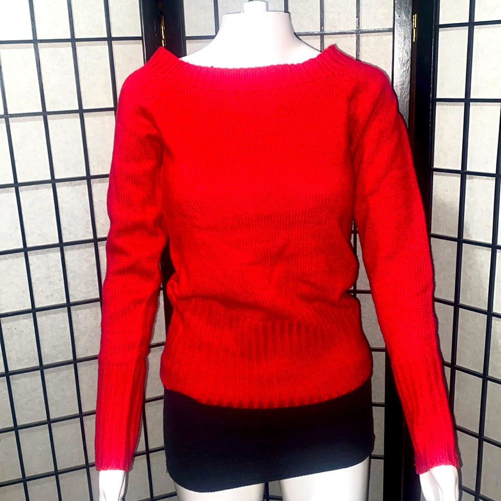 INSIDE Off Shoulder Red Sweater